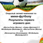 РЕЗУЛЬТАТЫ ПЕРВОГО ИГРОВОГО ДНЯ ЛЕТНЕГО ЧЕМПИОНАТА ПО МИНИ-ФУТБОЛУ